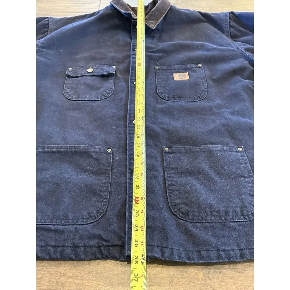 Vintage Carhartt Mens Blue Blanket Lined Canvas WorkWear Jacket Size 3XL C02 MDT - Picture 7 of 8